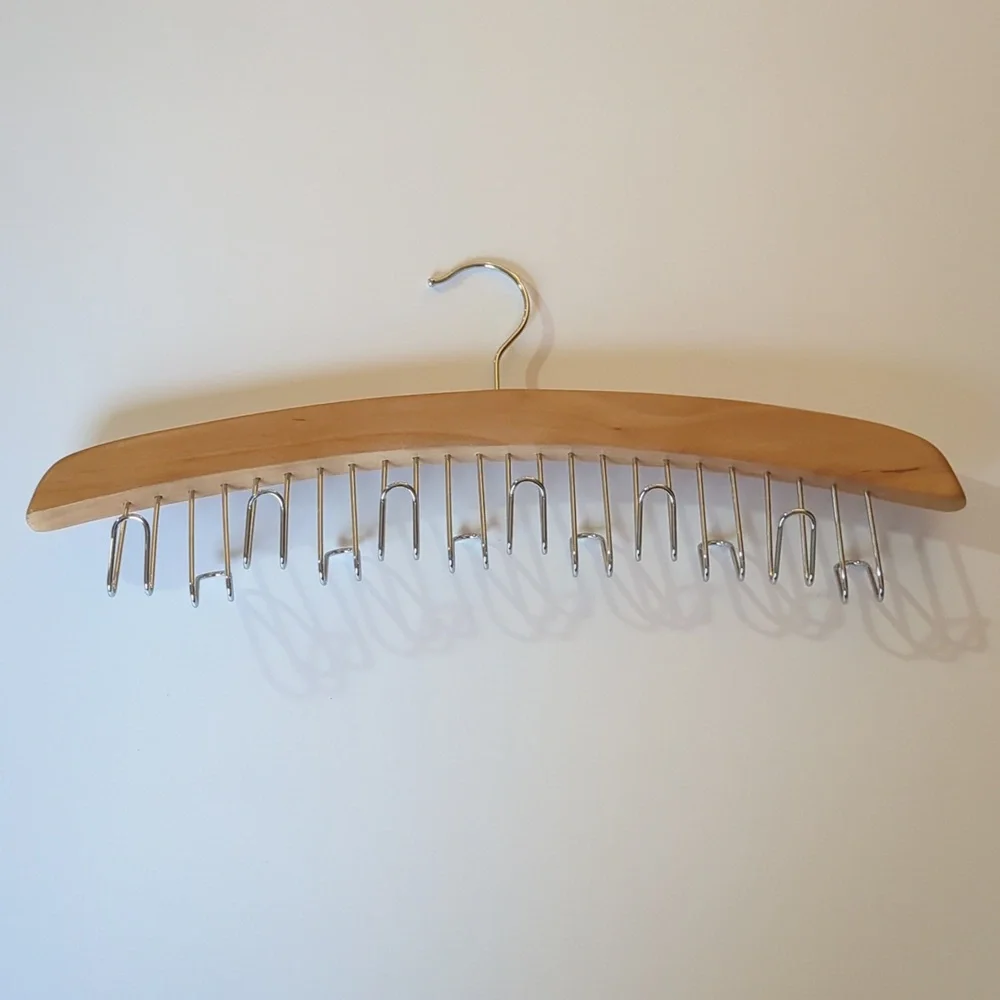12 Hook Wooden Space Saver Hanger Belts Ties Organizer